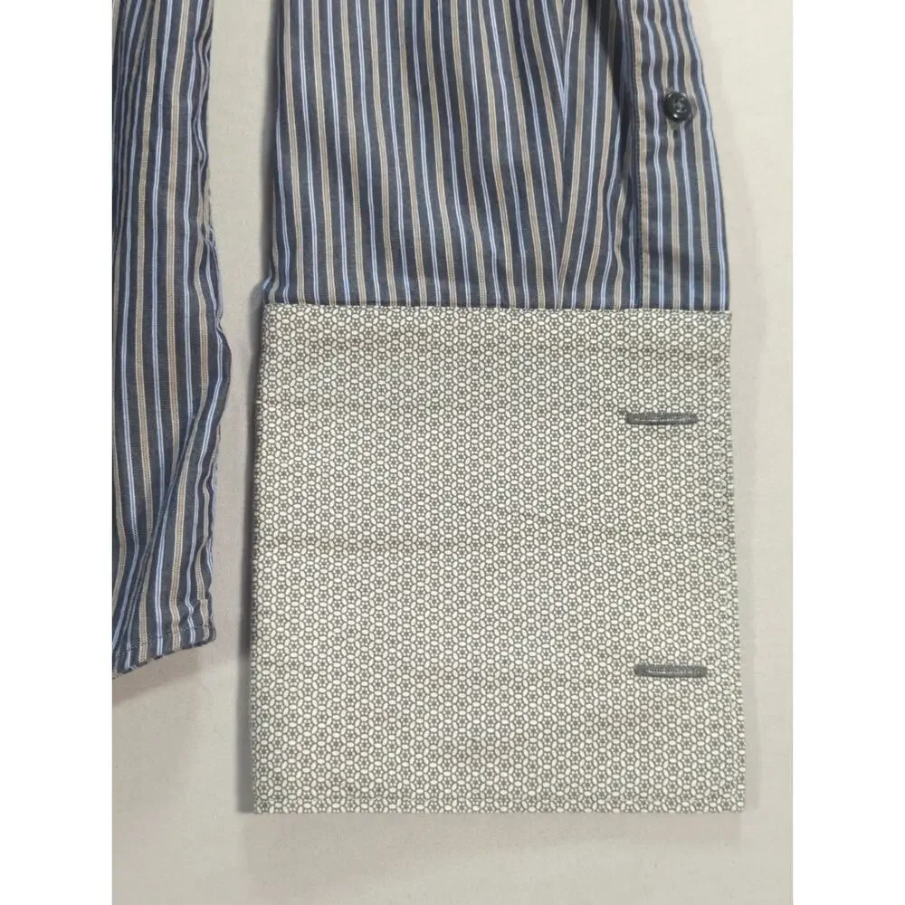 Banana Republic Shirt Mens L Slim Fit Striped French Cuff Italy Cotton Dress